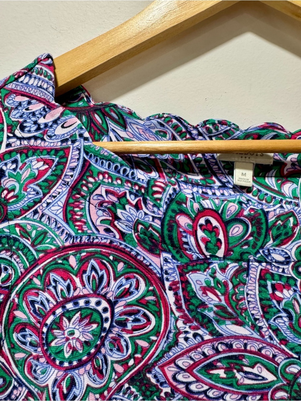 Talbots Floral Paisley Shift Dress Sleeveless Scalloped Collar Sheath Size M - Picture 4 of 4
